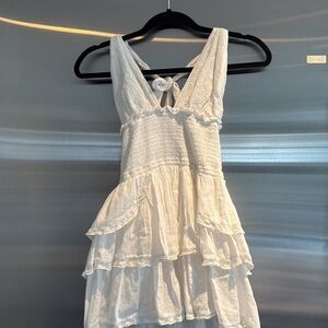 LoveShackFancy XS White Halter Dress with Ruffle Details